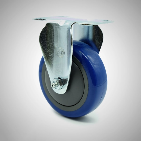 4 Inch SS Blue Polyurethane Wheel Rigid Top Plate Caster